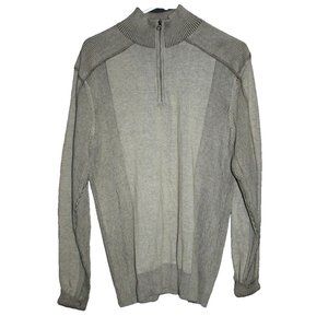 1897 Garment Sweater Men's Large Greenish Grey Pullover Quarter Zip Knit Cotton